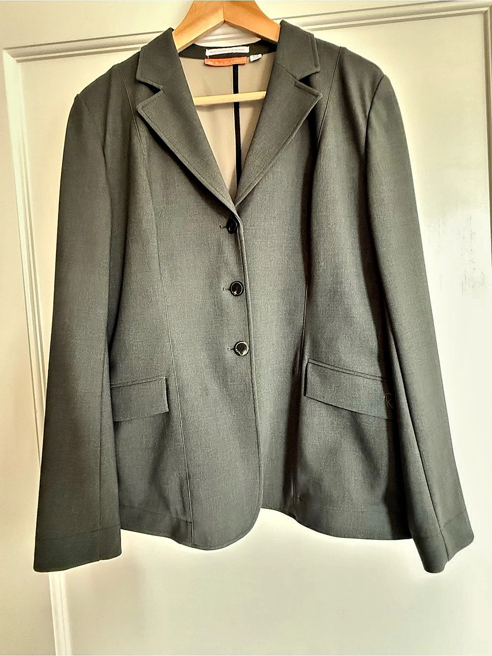 R.J. Classics Monterey Show Coat Ladies Dark Olive Weave Gray Size 12R